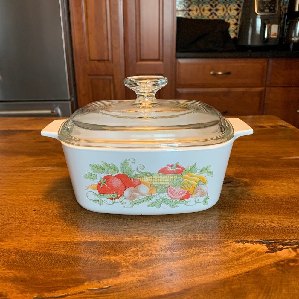 Vtg 1990s Corning Ware Garden Harvest A-1 1/2-B (1 1/2 Qt.) Casserole Dish w Lid